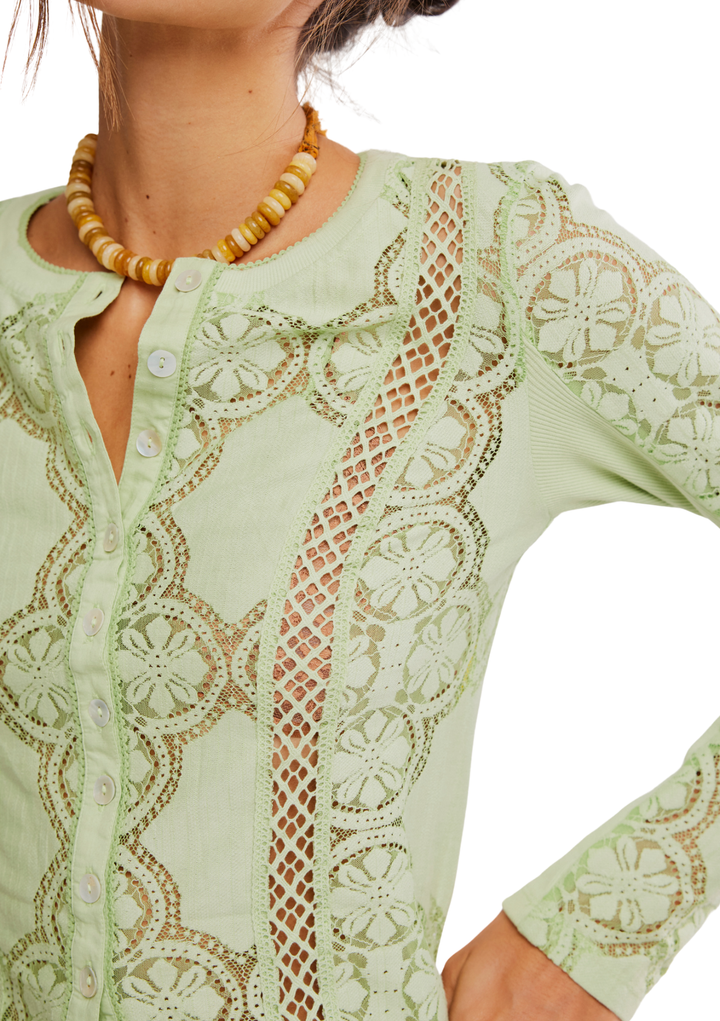 Free People Jae Knit Long Sleeve Top - Fresh Green