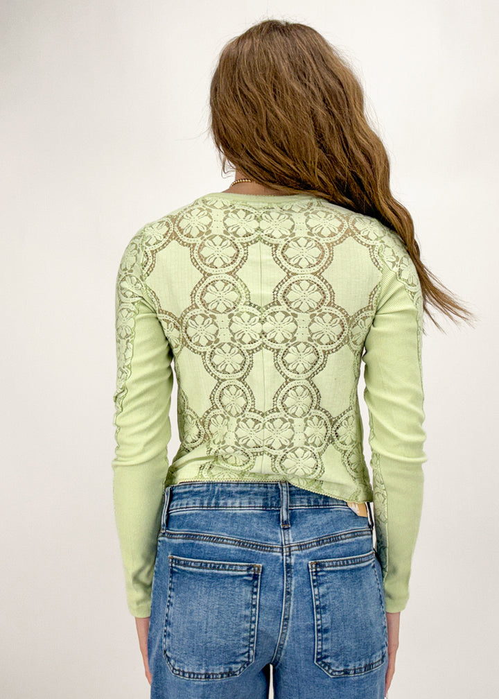Free People Jae Knit Long Sleeve Top - Fresh Green