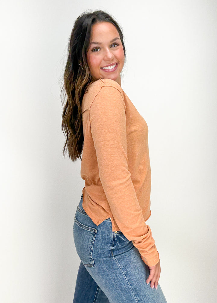 Free People Nova Long Sleeve Tee - Peached Copper