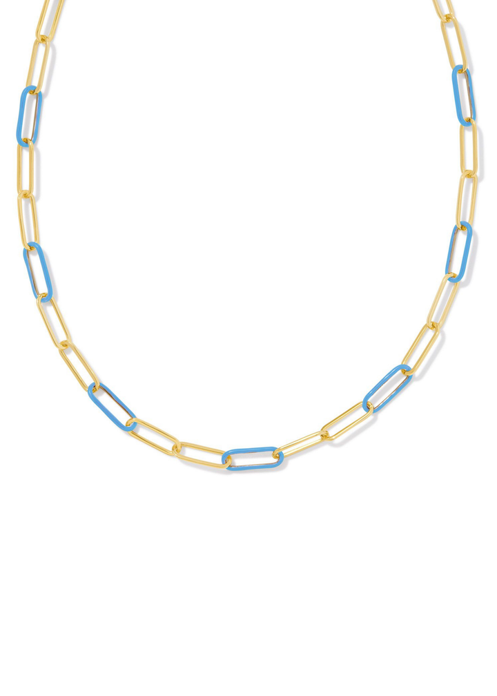 *BOUTIQUE EXCLUSIVE* Kendra Scott Ainsley Convertible Chain Necklace - Gold/Light Blue Enamel