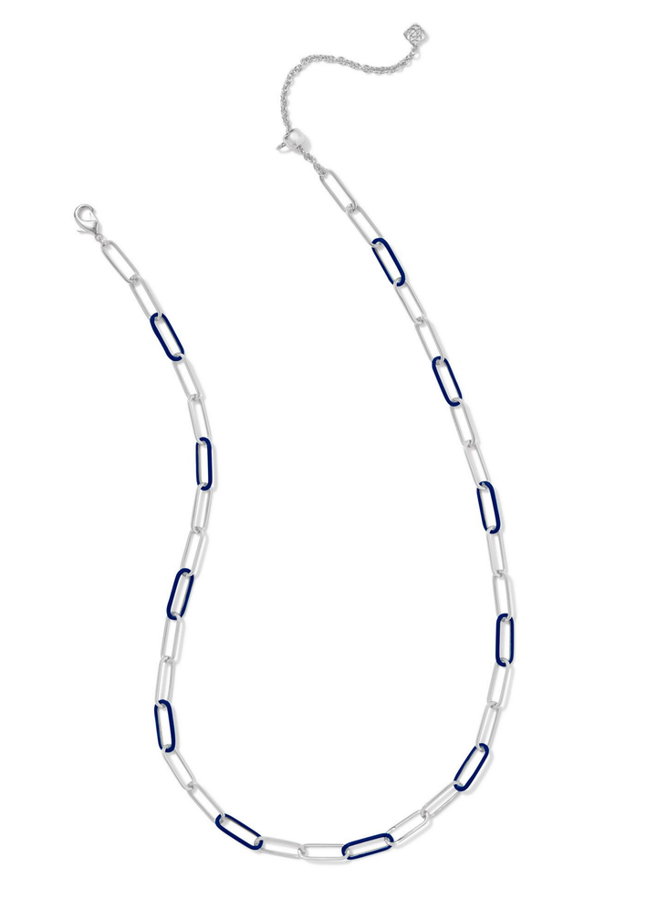 *BOUTIQUE EXCLUSIVE* Kendra Scott Ainsley Convertible Chain Necklace - Rhodium/Navy Enamel