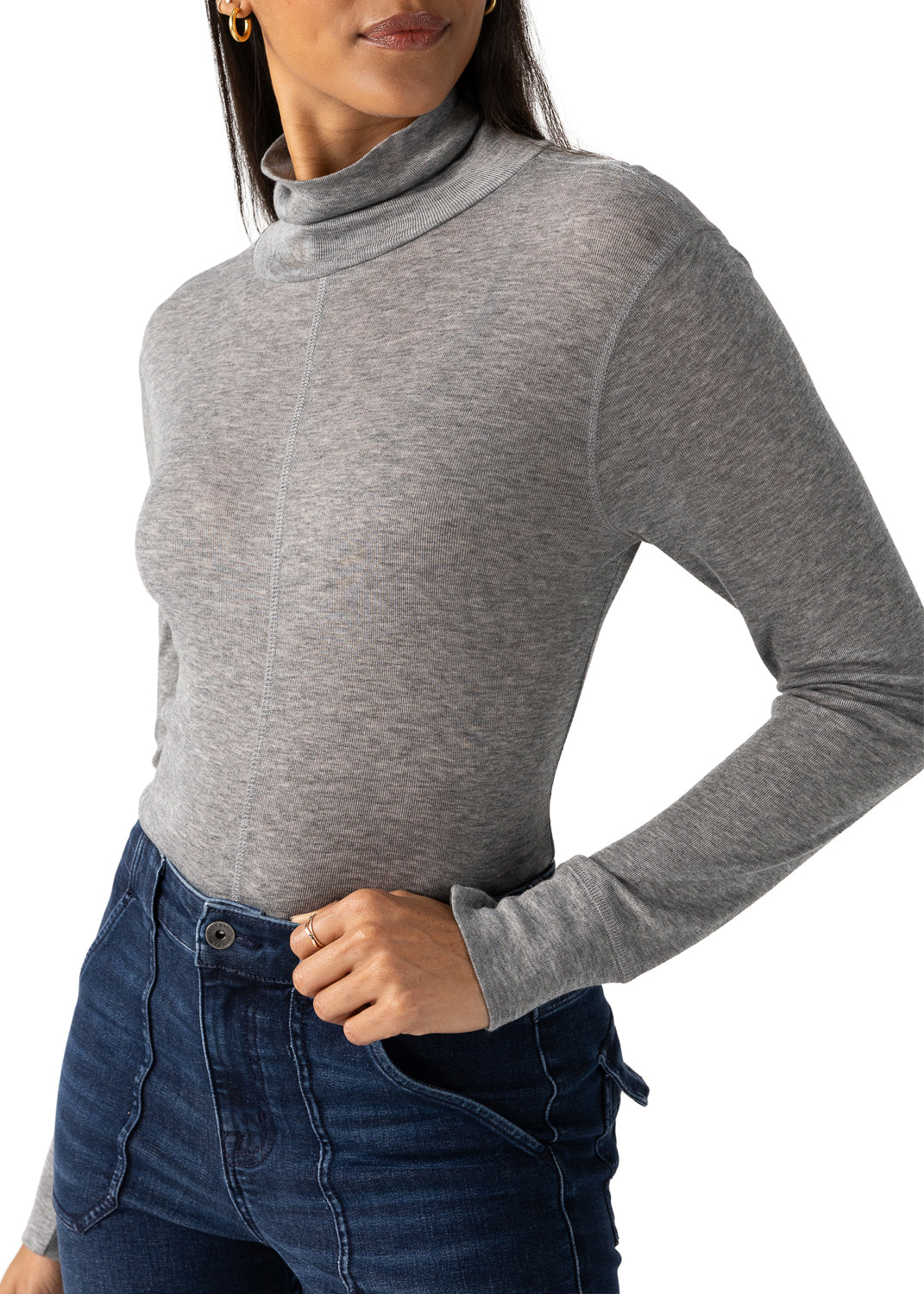 Sanctuary Clothing Exposed Seams Mock Neck Top