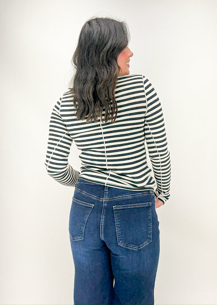 Free People Good Good Stripe Turtleneck - Black Combo