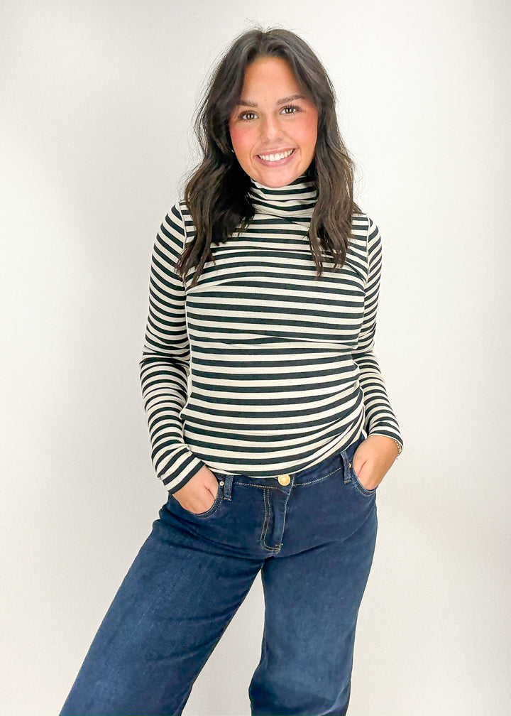 Free People Good Good Stripe Turtleneck - Black Combo