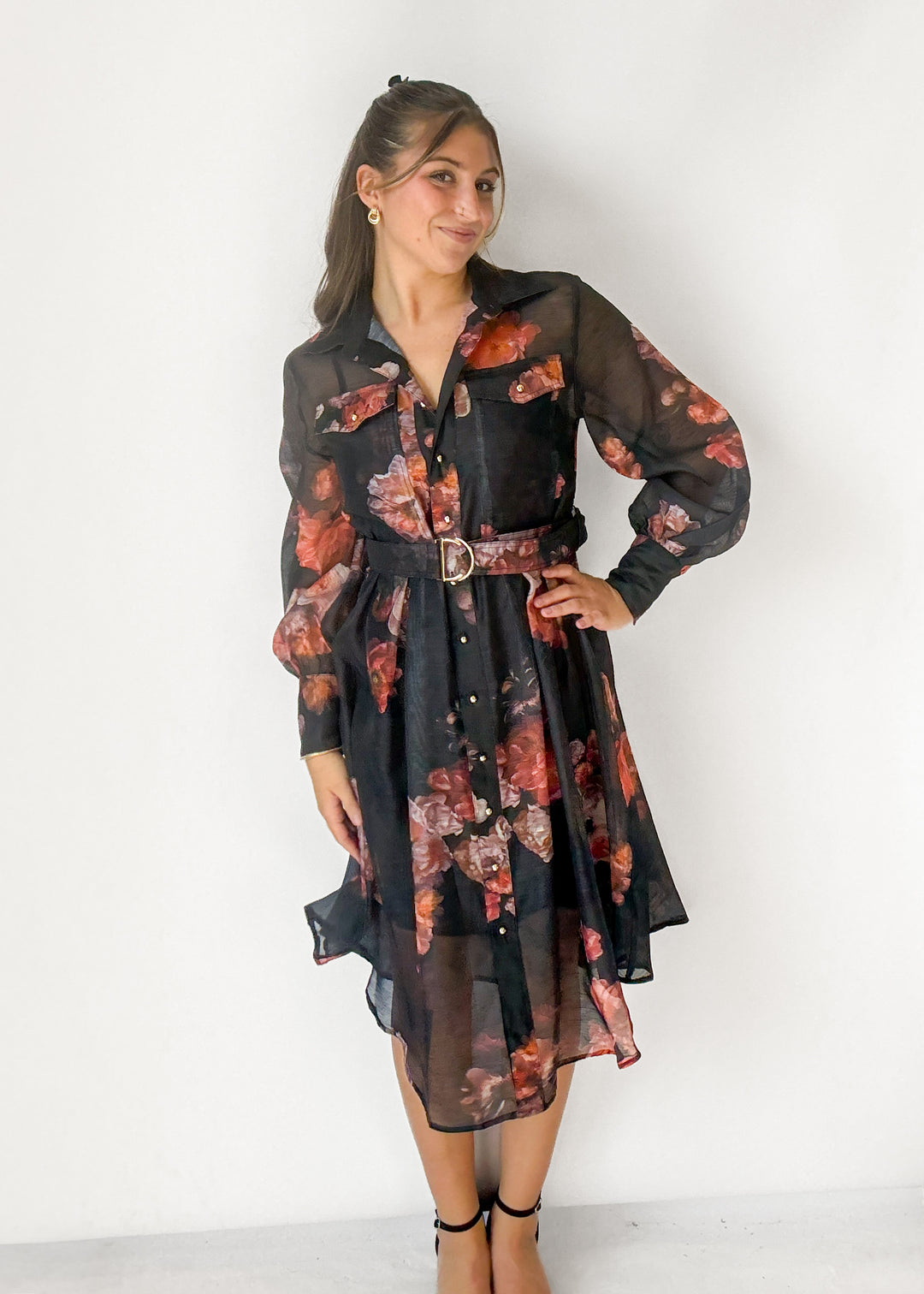 Martha Floral Sheer Midi Dress