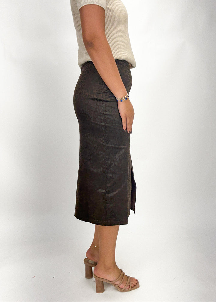 Leah Leopard Print Midi Skirt