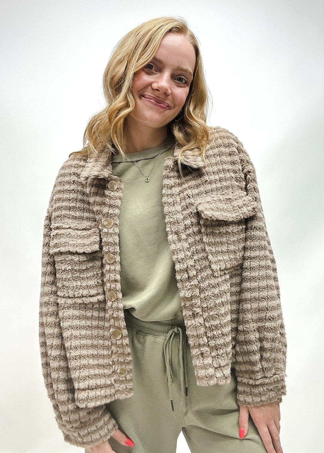 Lanie Fleece Shacket - Mocha