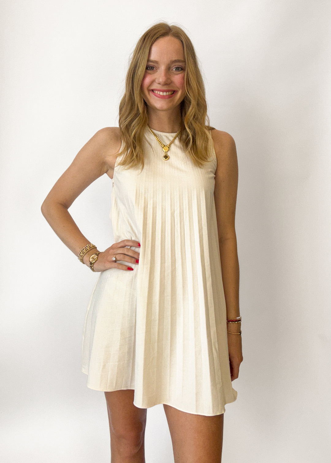 Joy Pleated Mini Dress