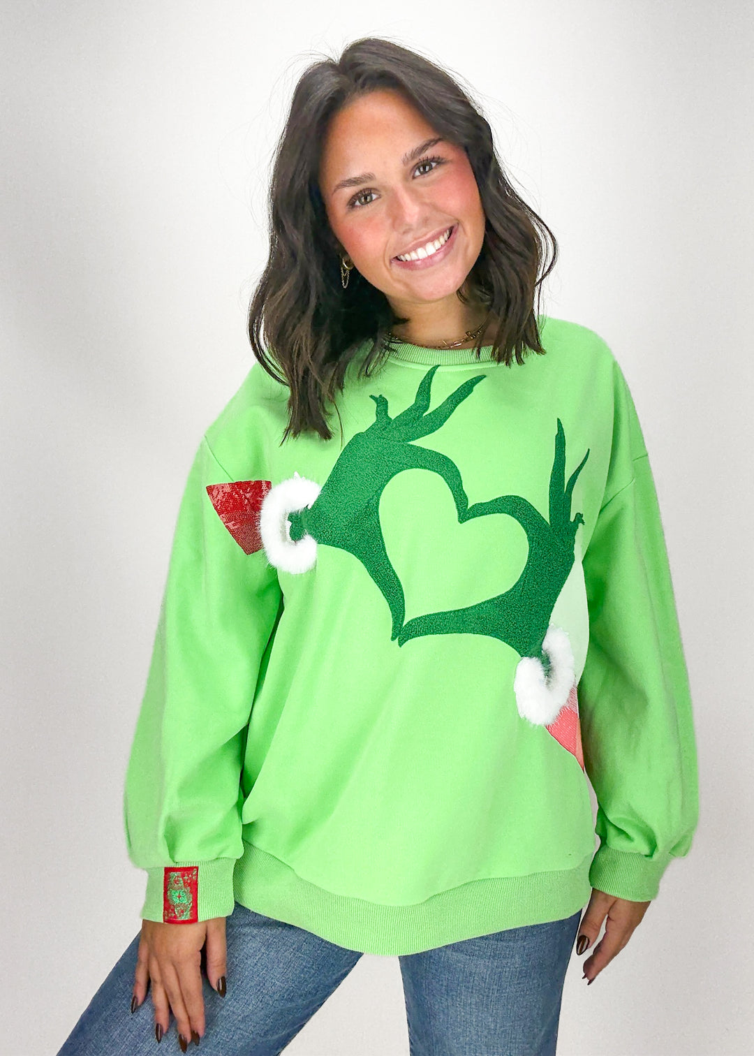 Queen of Sparkles Grinch Heart Sweatshirt