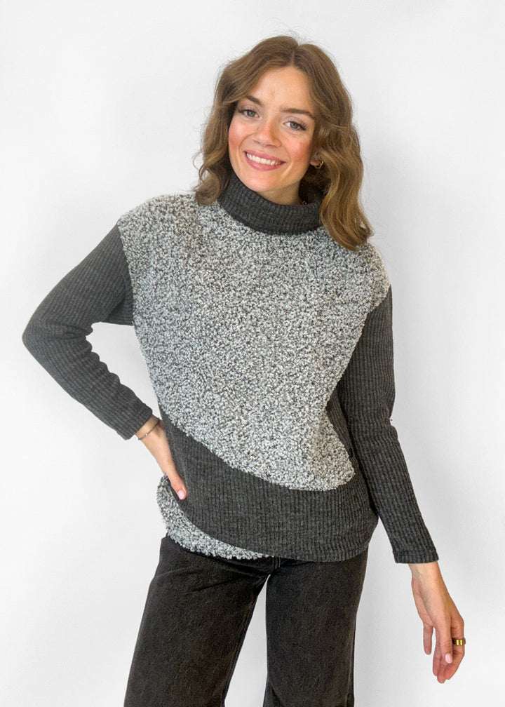 Maisy Mock Neck Sherpa Sweater