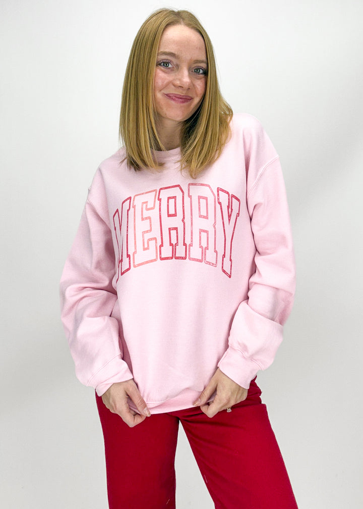 Cozy Merry Sweatshirt - Light Pink