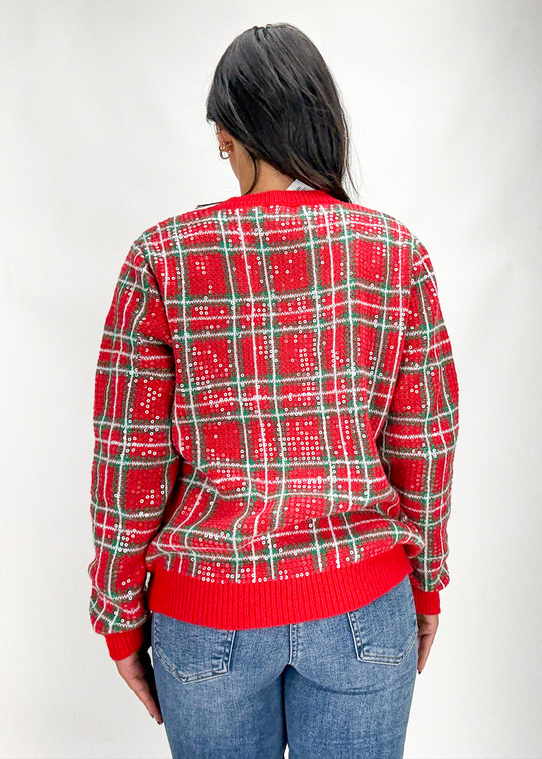 Noel Plaid Sequin Sweater