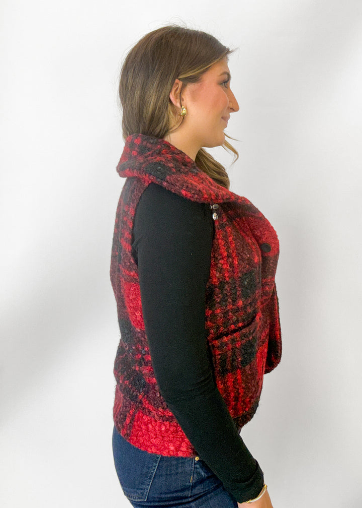 Ruby Plaid Sherpa Vest