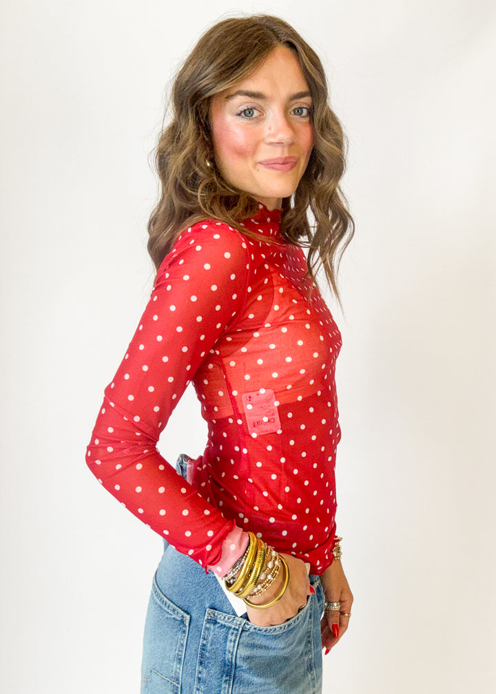 Evie Polka Dot Layering Top - Red