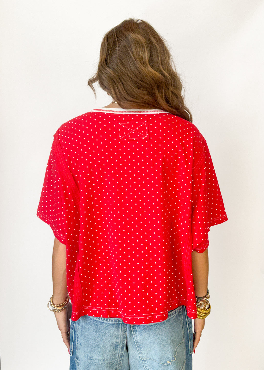 Ella Polka Dot Oversized Top - Red