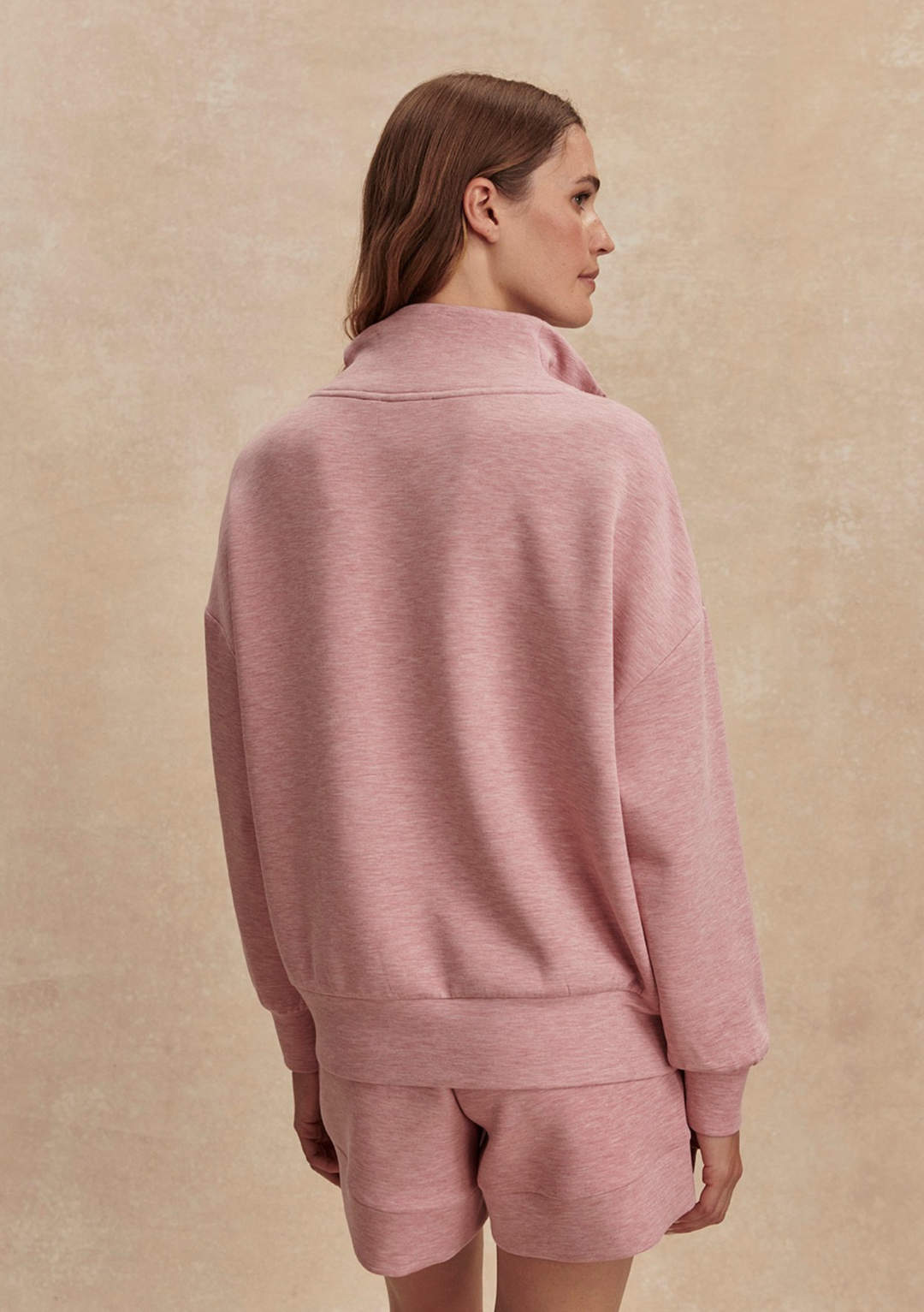 Varley Hawley Half Zip Sweat - Rose Marl