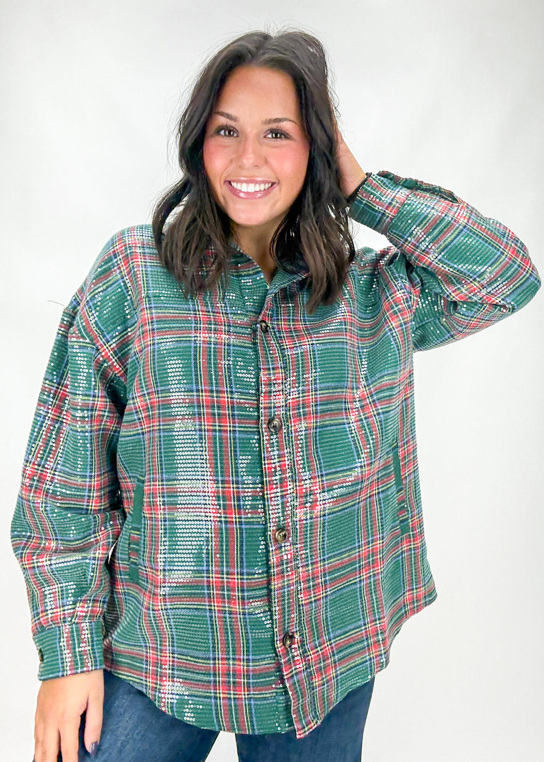 Clara Plaid Sequin Shirt