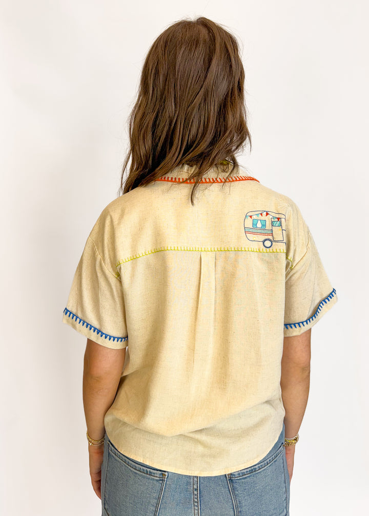 Coastline Embroidered Button Down