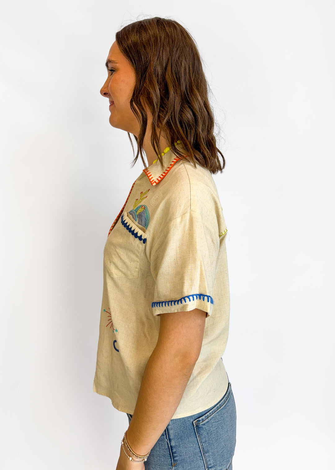 Coastline Embroidered Button Down