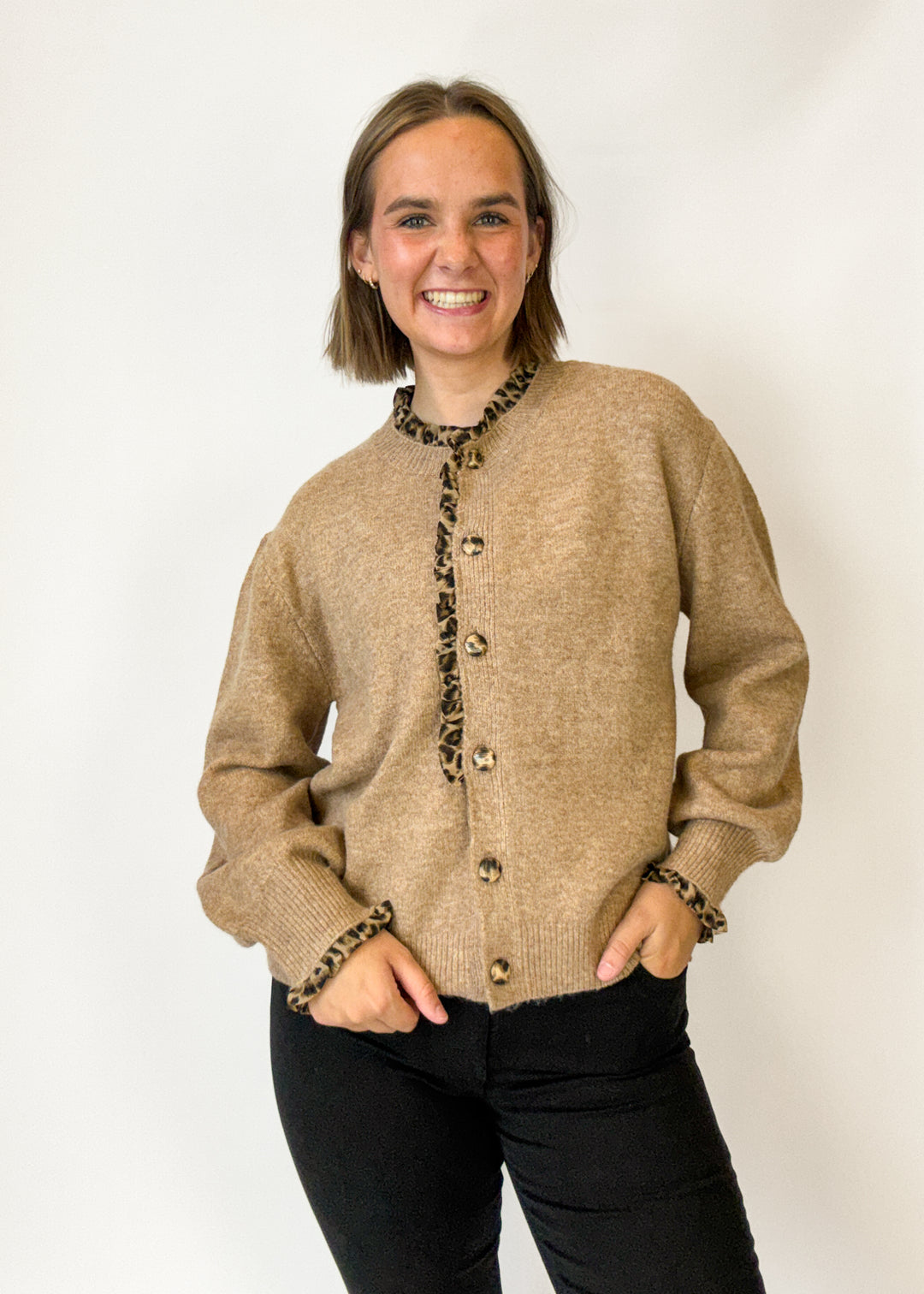 Wendy Ruffle Leopard Cardigan