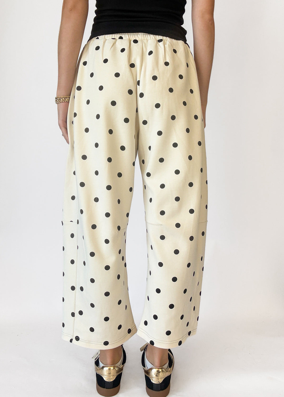 Shea Polka Dot Barrel Pants - Cream/Black