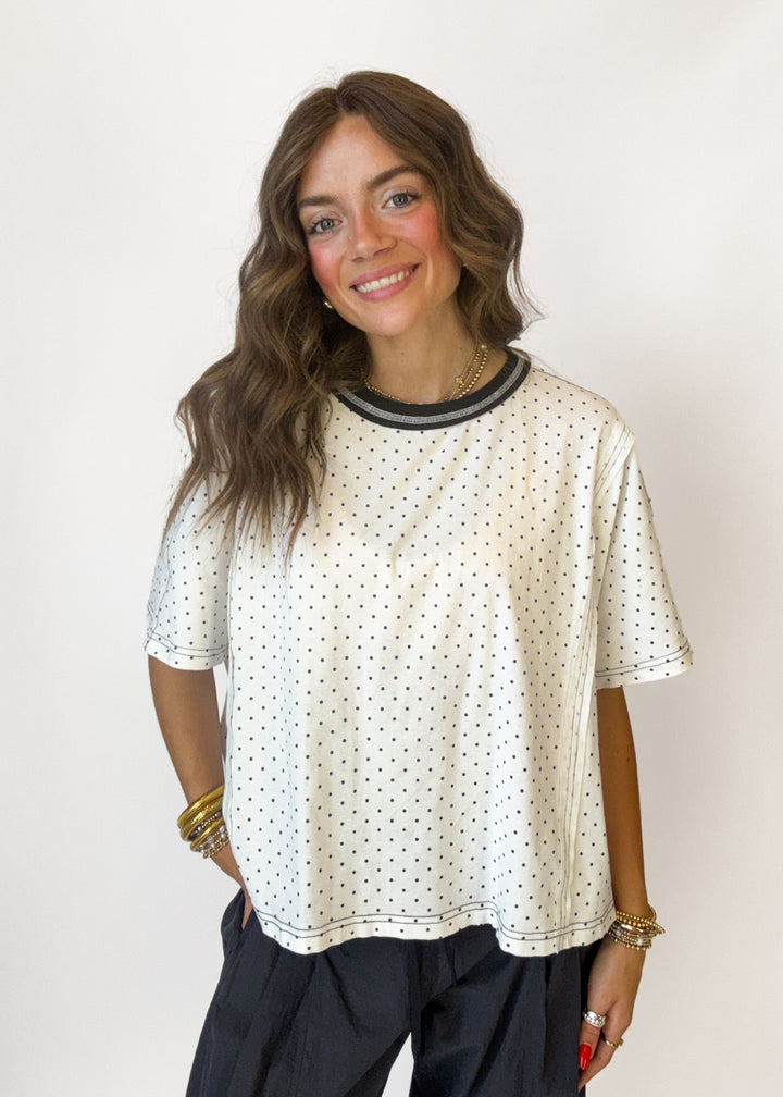 Ella Polka Dot Oversized Top - White