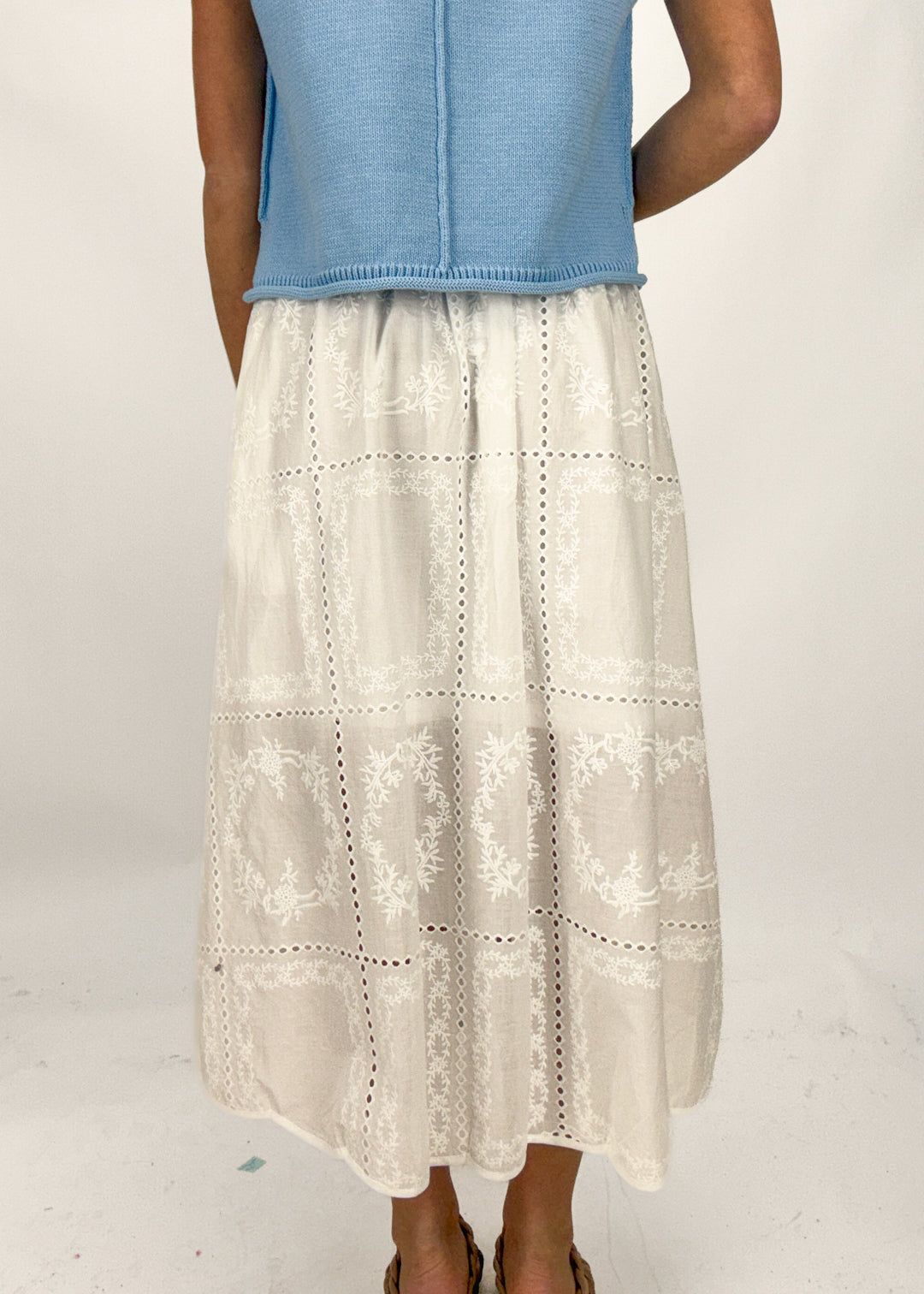 Eleanor Eyelet Midi Skirt