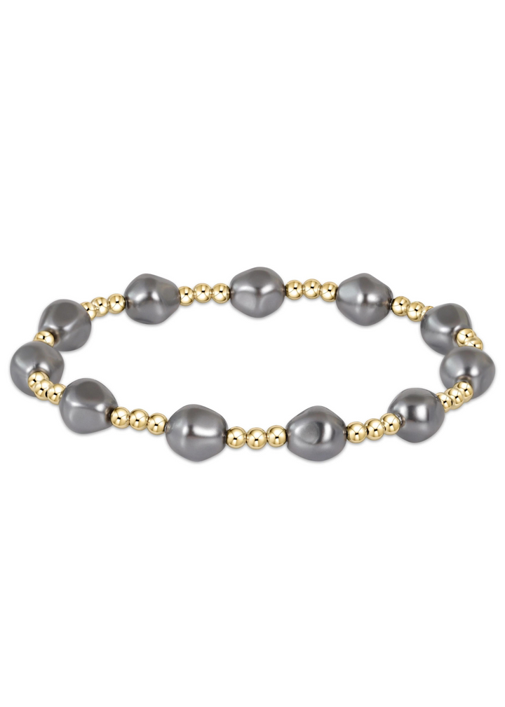 enewton Designs Admire Gold 3mm Bead Bracelet - Pearl/Dark Grey (enewton extends)